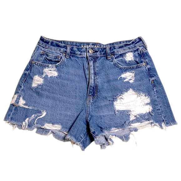SOLD :: AE Distressed Denim Mom Shorts - Picture 2 of 7